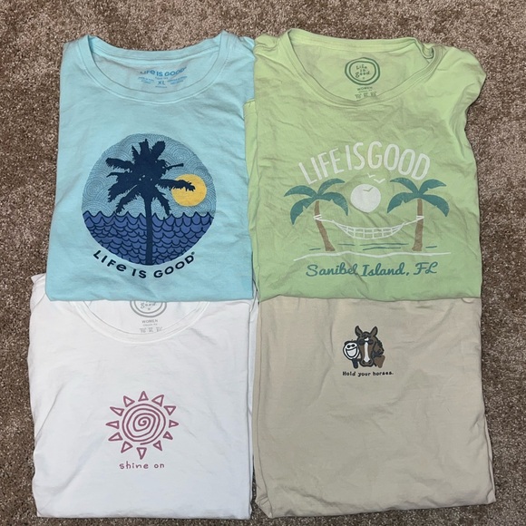 Lot of 4 Women’s Life Is Good Short Sleeve T- Shirts Size XL Summer Vibes - Picture 6 of 6
